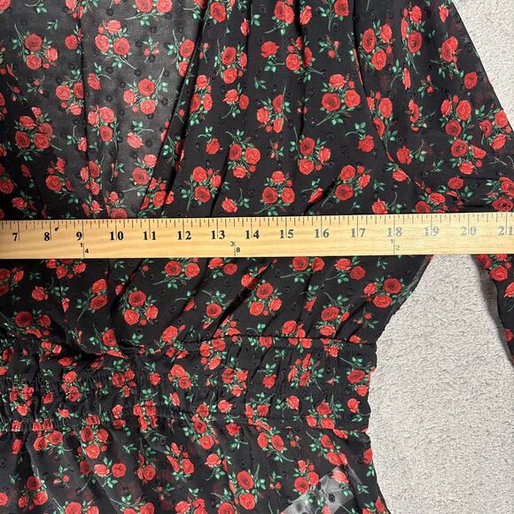 Mi Ami Francescas Top Size L Babydoll Rose Sheer Whimsigoth Dark Fairy Witchy - Picture 10 of 14